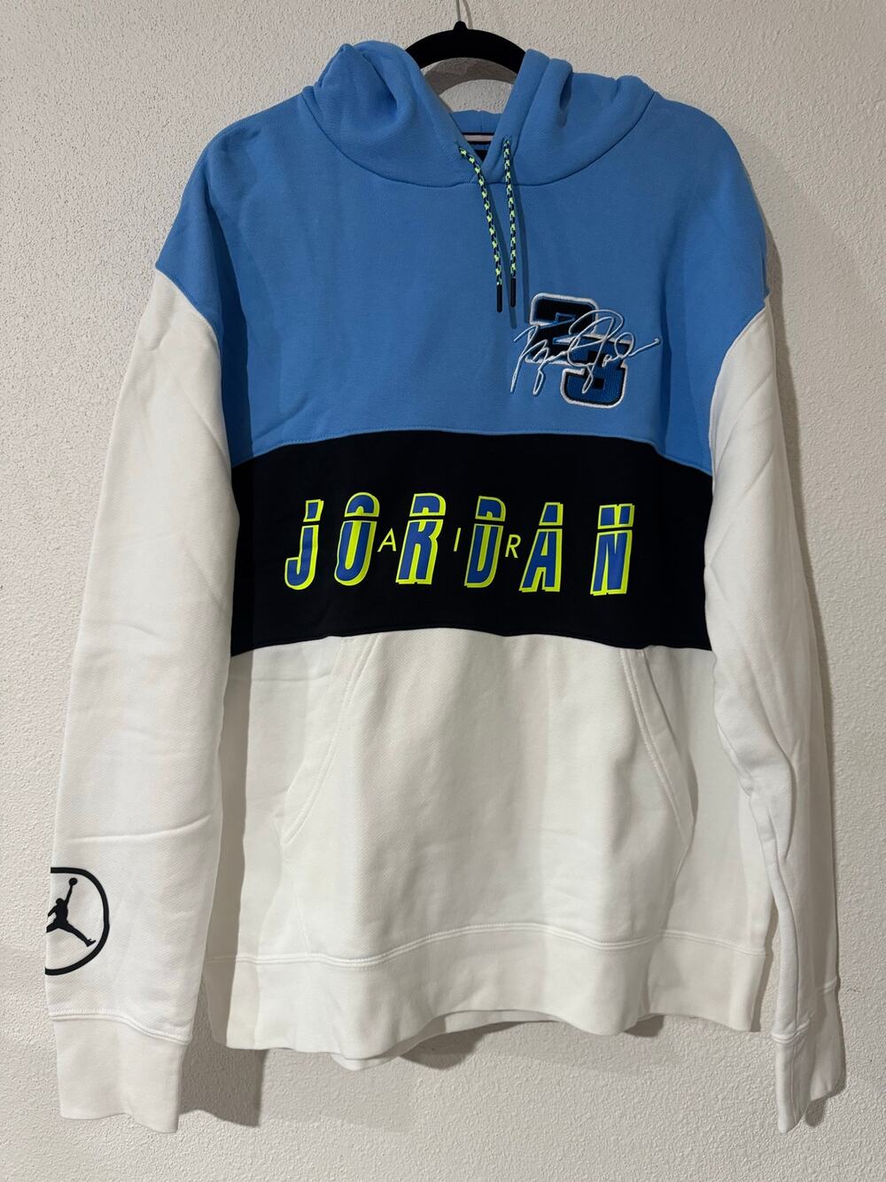 Jordan Sport DNA Men's Colorblock Hoodie Blue Black White Neon Size XL